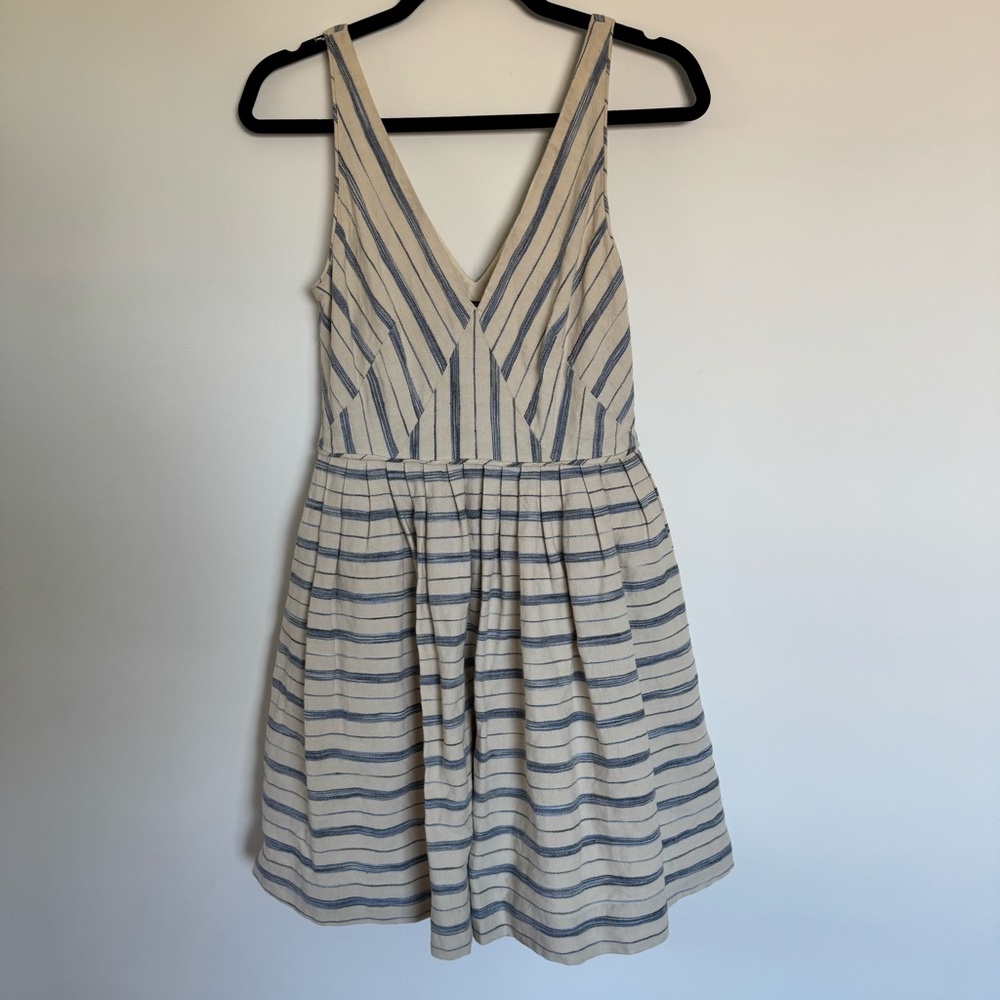 J. Crew Navy and Cream Striped Mini Dress Size 4